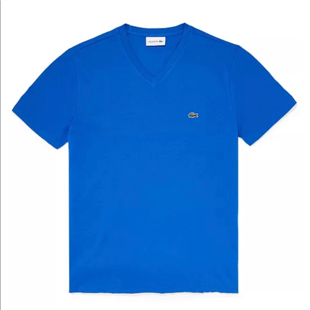 NWOT LACOSTE VNECK TSHIRT. SIZE 7 💯 PIMA COTTON - Picture 1 of 9
